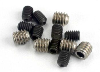 t1548. Set (grub) screws, 3x4mm (8)/ 4x4mm (stainless) (4)
