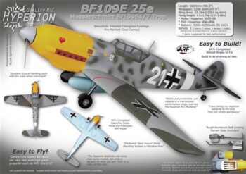 bf109-25-. Hyperion BF109E 25e ARF (Incl Retracts)